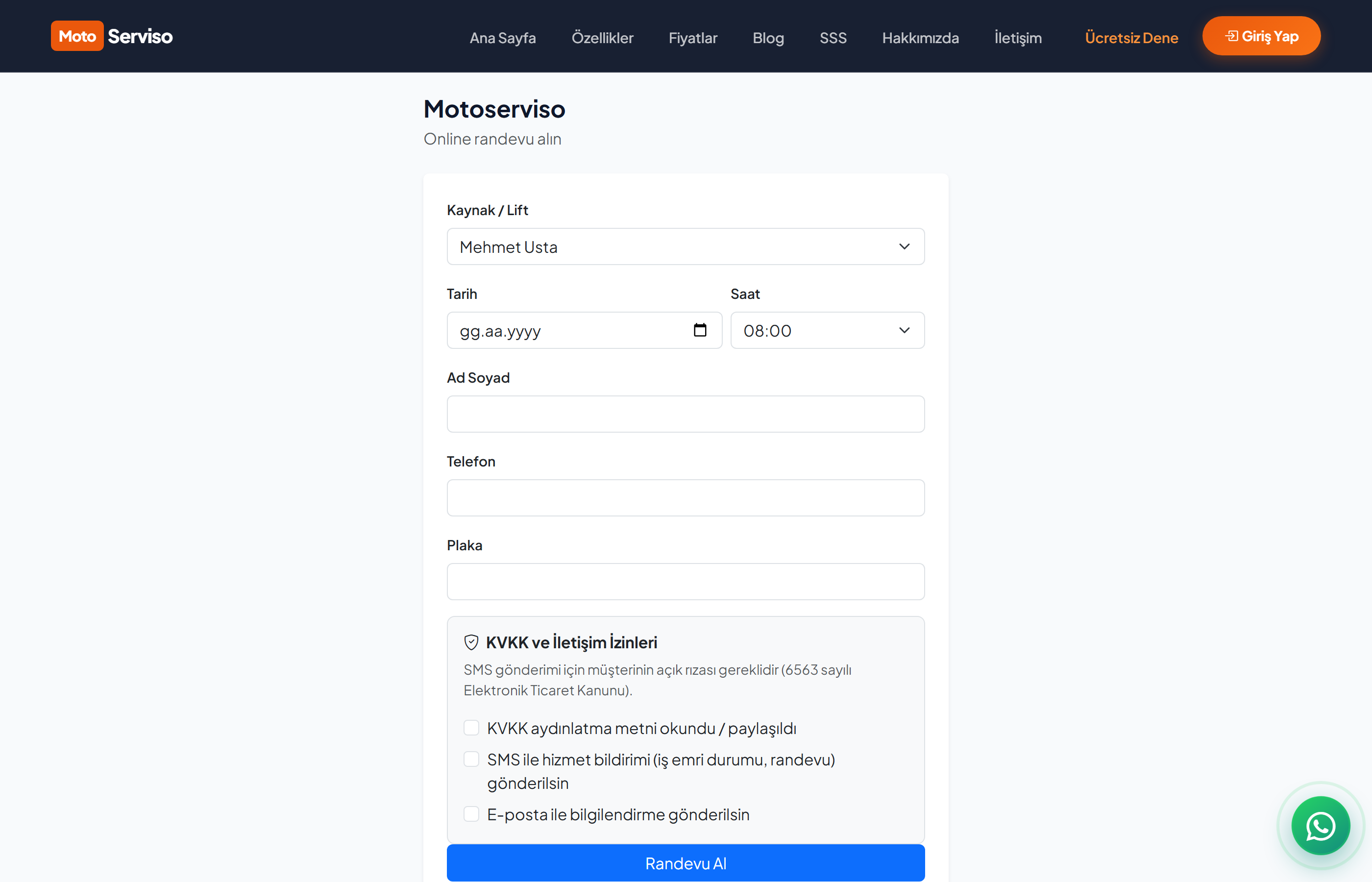 Online randevu ve kapasite planlama